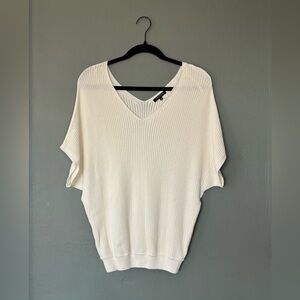 Lafayette 148 New York V-Neck Dolman-Sleeve Ribbed Hi-stretch Top. Size Small.